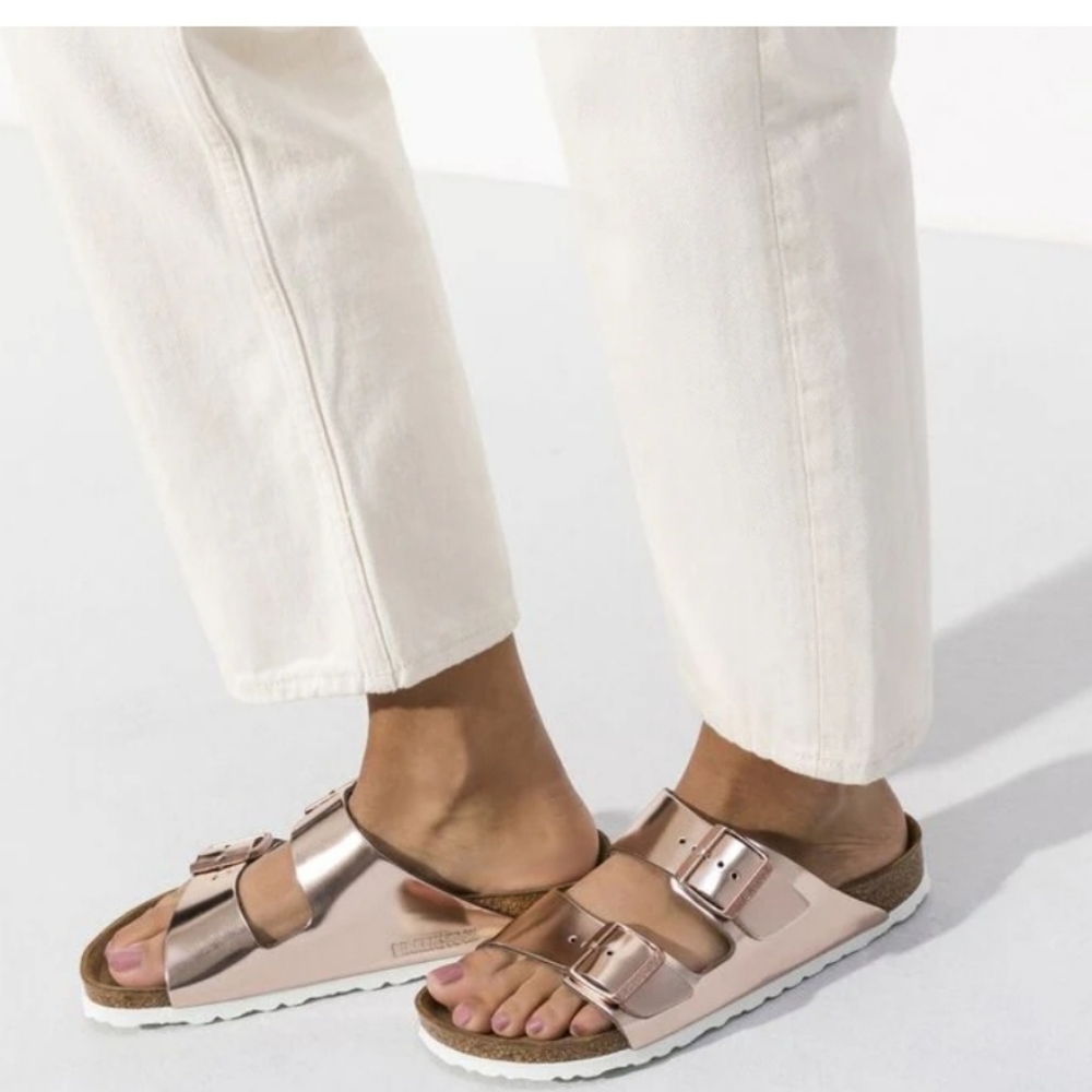 NWT! Birkenstock Arizona leather metallic size 42/US 11